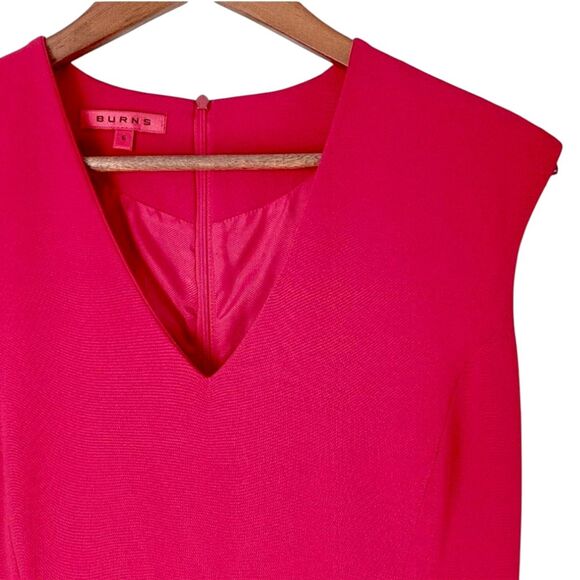 VTG Vintage 80s 90s Burns Red V-Neck Sleeveless Fitted Sheath Power Dress Sz 6 - Picture 9 of 12